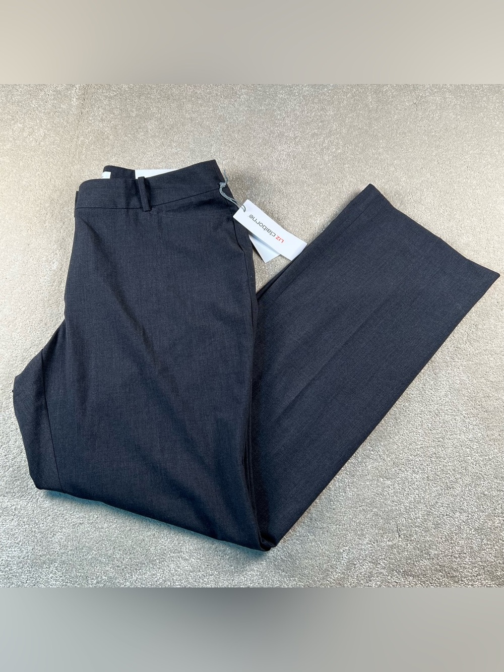 Liz Claiborne Audra Curvy Trousers Mid Rise Dress Pants Gray NWT Women's 12